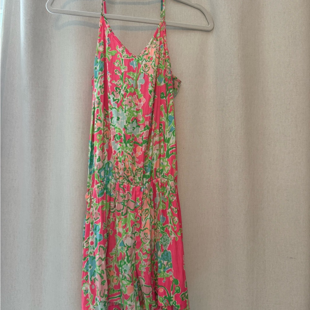 Lilly Pulitzer Pink and Green Jumpsuit Floral Elegance